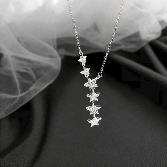 NEW 925 Sterling Silver Diamond Star Necklace A - Picture 9 of 9